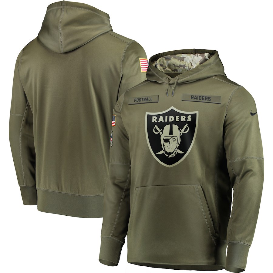 Men Oakland Raiders Nike Olive Salute To Service KO Performance Hoodie Green->new england patriots->NFL Jersey